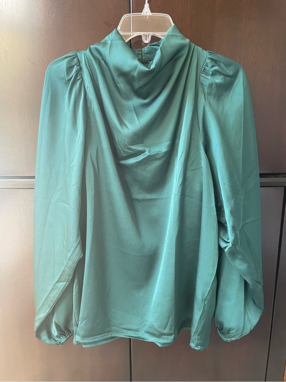 entro Teal Draped Cowl Neck Long Sleeve Blouse - NWT